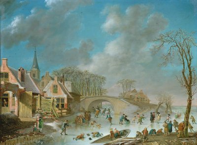 Paisaje de invierno con patinadores de C. Kuipers